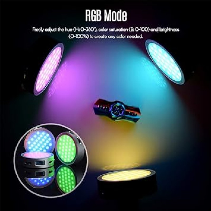 GODOX R1 RGB 비디오 조명, 원형 LED 비디오 조명, 2500K - 8500K, CRI 98, 자기 흡입 기능, OLED 패널, AK-R1 포켓 조명 액세서리 키트, 비디오 녹화, 인물 사진, 정물 사진 등