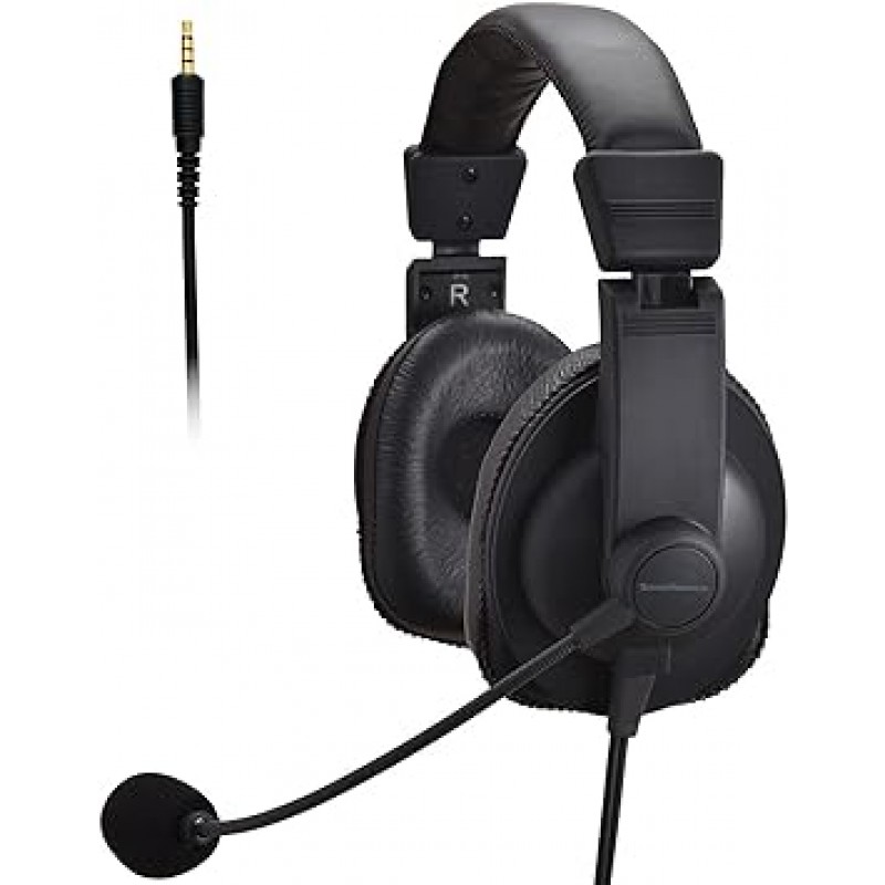 SOUNDWARRIOR SW-TR2 일본 바이노럴 오버이어 헤드셋, 헤드셋, 마이크, 헤비 듀티, 3.5mm, 유선 마이크, 4극 지지대, 3.5mm 플러그(CTIA) 호환(교체 액세서리 포함)