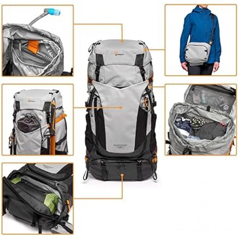 Lowepro LP37436-PWW 카메라 백팩, 포토 스포츠, PRO 70L, AW III(S-M), 탈착식 카메라 박스, ActiveLift 하니스 시스템, 조절 가능한 등 길이, 스트랩 액세서리 키트, 전천후 커버 포함, 호환 크기: 높이 61.0 - 67.0인치(155 - 170cm), 지속 가능한 소재, 메인 수납 공간 18.7gal(47.2L)