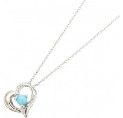 피에나 오픈하트 목걸이 (Silver 925/40cm) Pendant with Pouch, Silver, turquoise (turquoise)