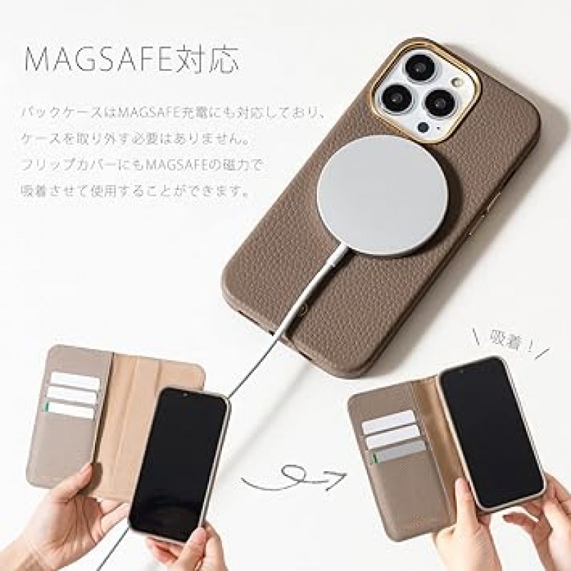 Macaroon iPhone Flip Cover & Back Case, MagSafe 호환, Togo Leather, 노트북 타입, 자유 탈부착, 무선 충전, 12/13/14 Series (iPhone 14PRO, Blackberry)