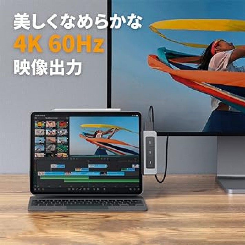 HyperDrive iPad Pro usb-c 허브 6-in-1 미디어 허브 미디어 버튼 확장 4K HDMI 출력 60W PD MicroSD SD 카드 리더 이어폰 USB 연결 단축키 키보드 제어 알루미늄 HP-HD449