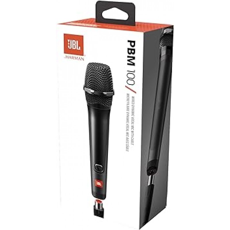 JBL PMB100 : 유선 다이나믹 보컬 마이크 케이블이있는 블랙 JBLPBM100BLKAM