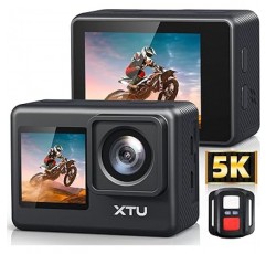 XTU S2PRO 액션 카메라, XTU 로그 지원, 5K/30FPS, 자이로플로우, 20MP 해상도, EIS 6축 이미지 안정화, WiFi 호환, 원격 제어, 40m(104.2피트) 방수(케이스 필요), 수중 카메라, 스포츠 카메라 , HDMI 출력, 1250mAh 배터리, 다양한 액세서리