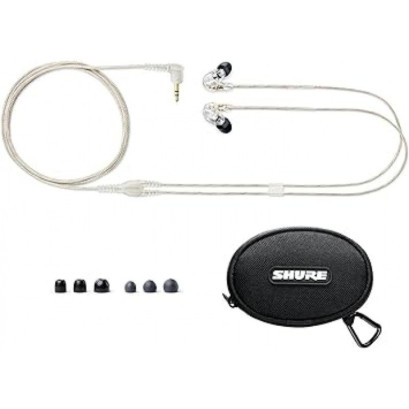 Shure SE215-CL-A 인이어 이어폰, 높은 소음 차단, 유선, 투명, 정품, 일본산