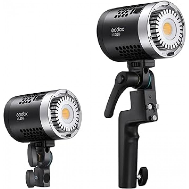 Godox ML30BI LED 조명, 스튜디오 조명, 조용함, CRI|96, TLCI, 97, 5,600K, 가볍고 사용하기 쉬움, 내장 FX 효과, 앱 제어, 많은 액세서리, 스튜디오 및 야외 사진과 호환 가능