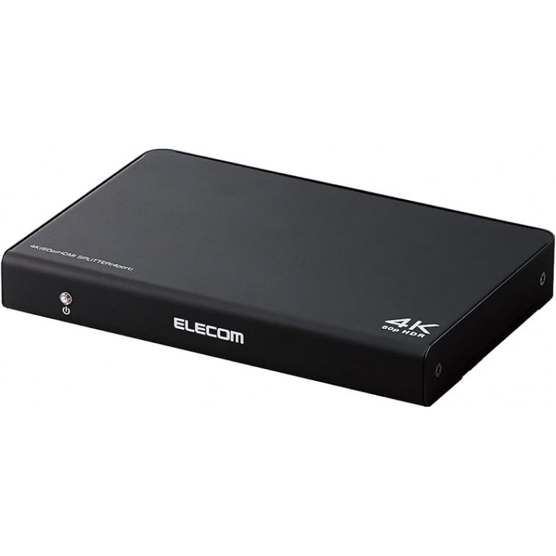 Elecom VSP-HDP14BK HDMI 분배기, 4K, 60Hz(18Gbps), 1 입력, 4 출력, HDCP2.2 호환, 블랙