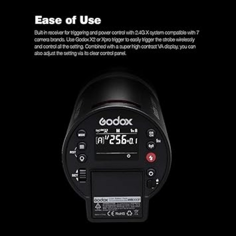 Godox AD300Pro 플래시 스트로브 TTL 2.4G Studio 300W 1/8000 HSS 2색 모델링 5600±100K 0.01-1.8S 재활용 시간 320 풀 파워 플래시 [병렬 가져오기]