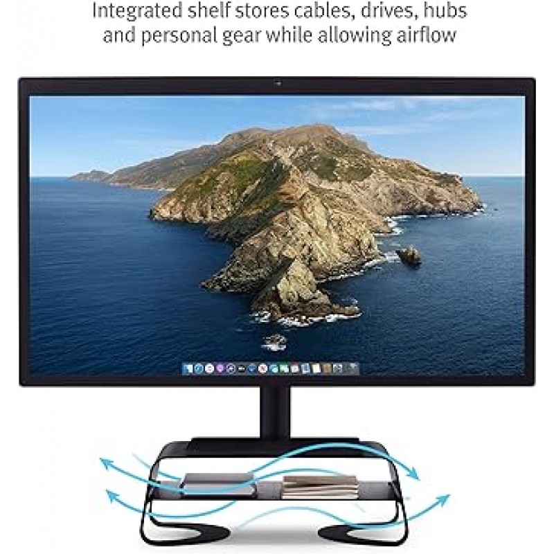 Twelve South Curve Riser 모니터 스탠드 | iMac 및 디스플레이용 보관 선반이 있는 인체공학적 데스크탑 스탠드, 매트 블랙