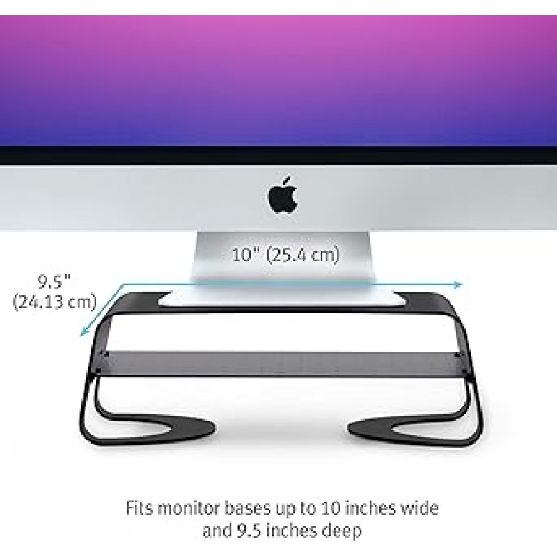 Twelve South Curve Riser 모니터 스탠드 | iMac 및 디스플레이용 보관 선반이 있는 인체공학적 데스크탑 스탠드, 매트 블랙