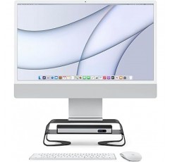 Twelve South Curve Riser 모니터 스탠드 | iMac 및 디스플레이용 보관 선반이 있는 인체공학적 데스크탑 스탠드, 매트 블랙