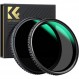 K&F Concept 2.8인치(72mm) 가변 ND 필터, ND2-ND32+ND32-ND512, 2개 세트, X자 요철, 28겹 나노 코팅, 발수, 발유, 스크래치 방지, (NANO-X Series)