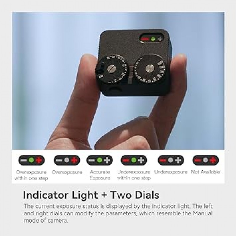 TTArtisan Light Meter II ISO, 조리개 및 셔터 속도 조정 기능이 있는 실시간 측정 도구, 다이얼 2개, 구형 Leica 및 유사한 거리계 카메라(검은색)와 호환 가능