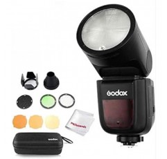 Godox V1-C 플래시 스트로브 2.4G TTL 라운드 헤드 플래시 스피드 라이트, 10 레벨 LED 모델링 램프, Canon 카메라와 호환 가능