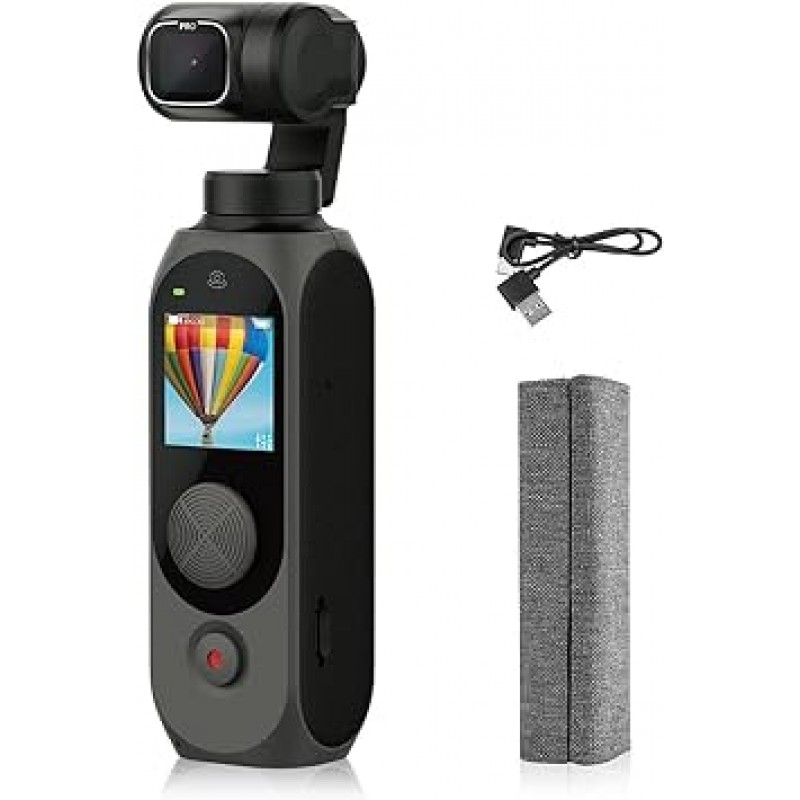 Fimi Palm 2 Pro 짐벌 카메라, 이미지 안정화, 4K 카메라, 4K/30fps, 향상된 음질, Wi-Fi 연결, 128° 초광각, 셀카, 얼굴 인식 및 추적, 3배 줌, iPhone 및 Android 호환 앱, 대형 대용량 배터리, 타임랩스, 동영상 편집, 브이로그 및 여행을 위한 스토리 모드