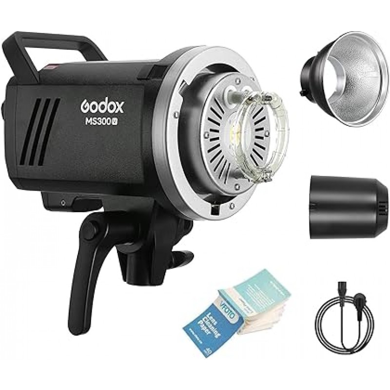 Godox MS300-V 스트로브 스튜디오 조명 300W GN58 5800K 플래시 0.1-1.3s 표준 반사경이 있는 Bowens 마운트가 있는 재활용 시간 사진 조명