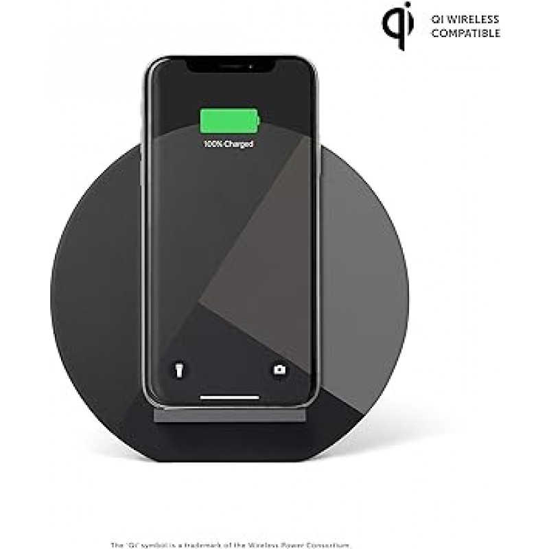 NATIVE UNION DOCK Marquetry Wireless Charger 10W 이탈리아제 나파 레더 다용도 고속 무선 충전 스탠드 Qi 인증 - iPhone 11/11 Pro/11 Pro Max 대응 (Marquetry Slate)