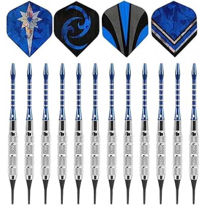 GWHOLE Darts Arrows, 0.6 oz (18 g), Soft Darts, 16 Pieces, Flight, 200 플라스틱 팁, 2BA, 연습용, 자동 득점 다트 보드, 다트 여행, 보드 게임, 초보자, 연말 파티, 이벤트