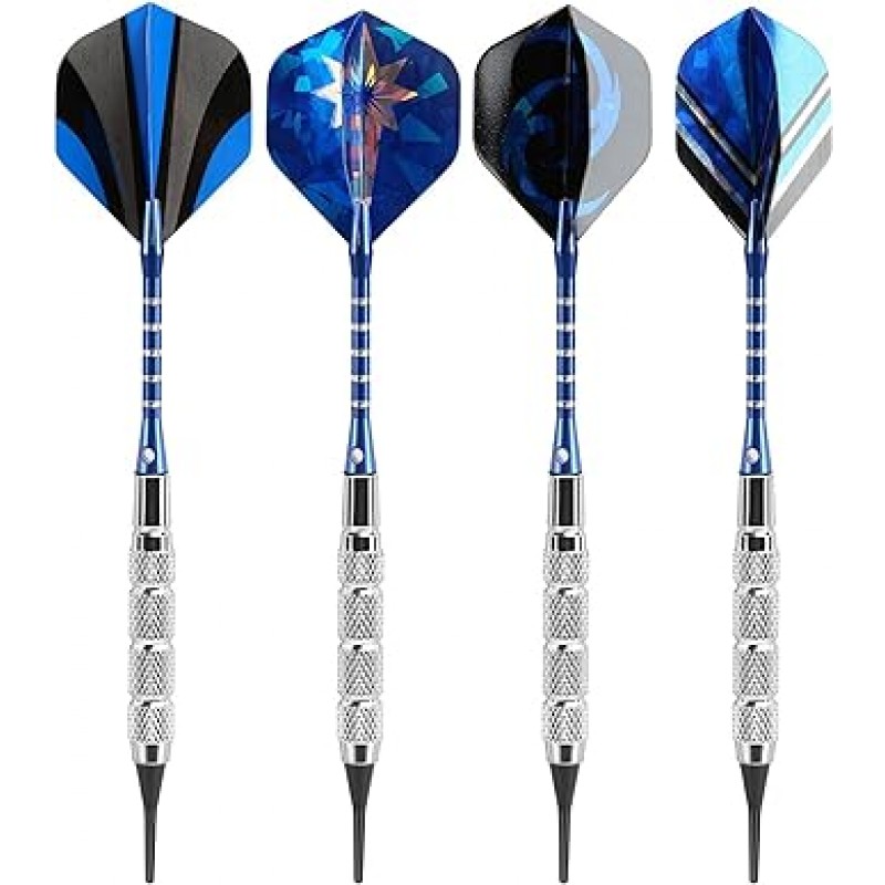 GWHOLE Darts Arrows, 0.6 oz (18 g), Soft Darts, 16 Pieces, Flight, 200 플라스틱 팁, 2BA, 연습용, 자동 득점 다트 보드, 다트 여행, 보드 게임, 초보자, 연말 파티, 이벤트