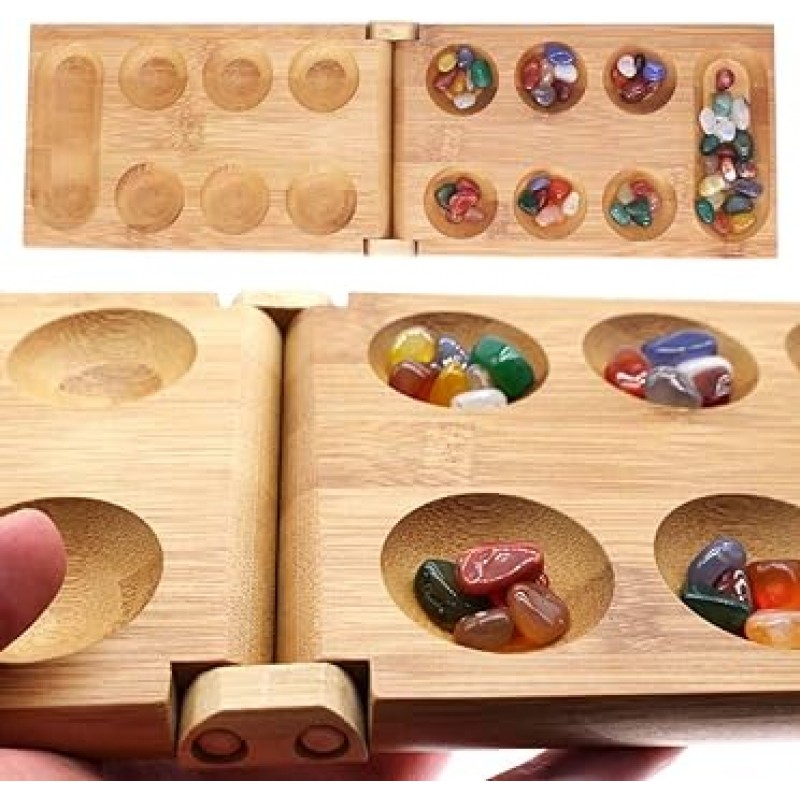 Smilerain Mancala Stone Kahala Mancala 게임 Mancala Folding Mancala 전략 게임 보드 게임 Mancalaha Bamboo