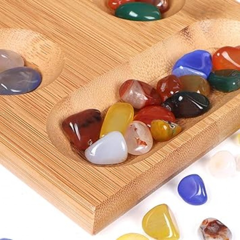 Smilerain Mancala Stone Kahala Mancala 게임 Mancala Folding Mancala 전략 게임 보드 게임 Mancalaha Bamboo