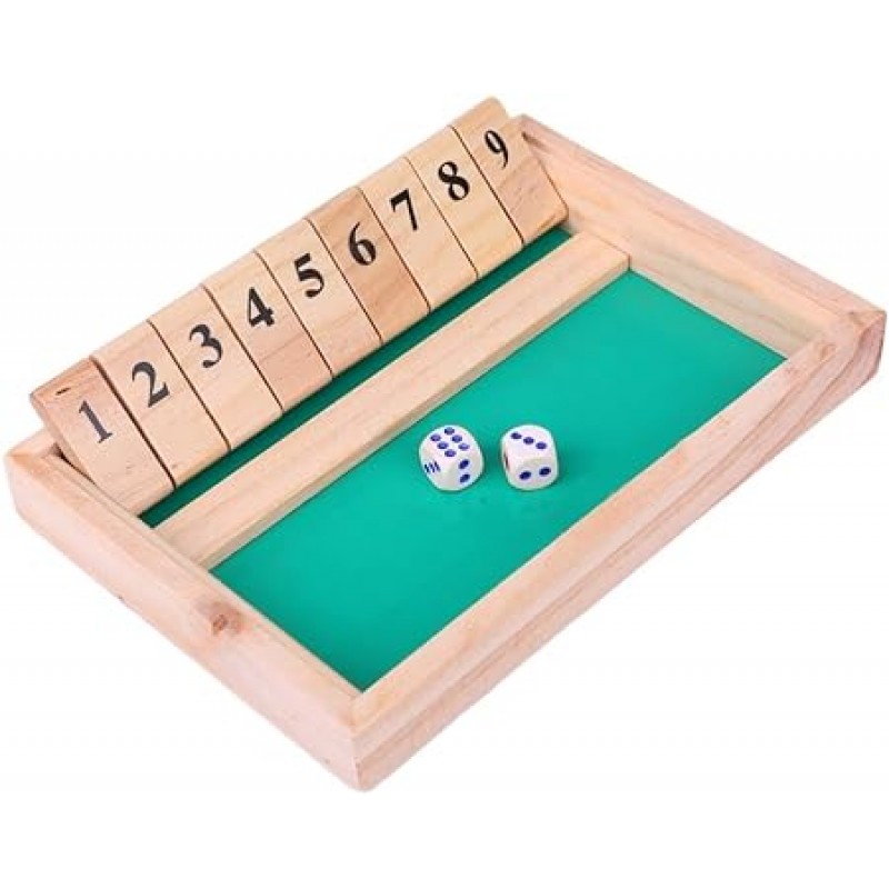 Rebonarie Toy Shut the Box 테이블 게임 나무 가족 게임 나무 장난감 장난감 게임 (내추럴 1면)