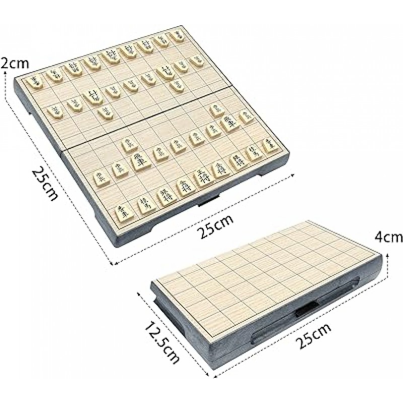 HAOCOO 쇼기 세트, 접이식, 쇼기 보드, 마그네틱 피스, 컴팩트, 여행, 일본 쇼기, 초보자, 어린이 및 성인, 보드 게임