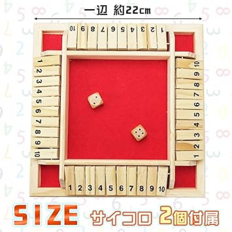 Shut the Box Dice Numbers 보드 게임 나무 장난감 상승 최대 4명(빨간색)