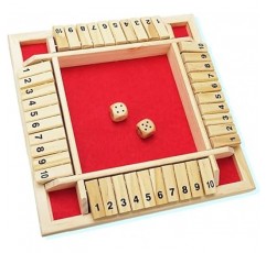 Shut the Box Dice Numbers 보드 게임 나무 장난감 상승 최대 4명(빨간색)