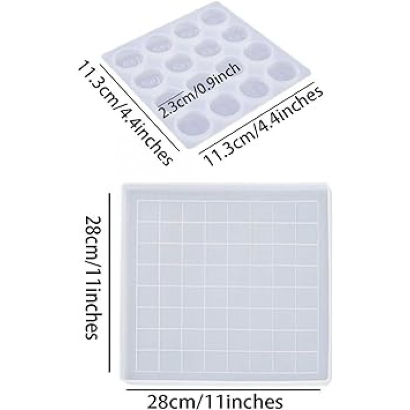 DIYBravo 실리콘 몰드, 바둑판, UV 레진, 체스 보드, 보드 게임, DIY 수제, 에폭시 수지, 보드 몰드, 커터, 체커, 공예 도구(체스 모양)
