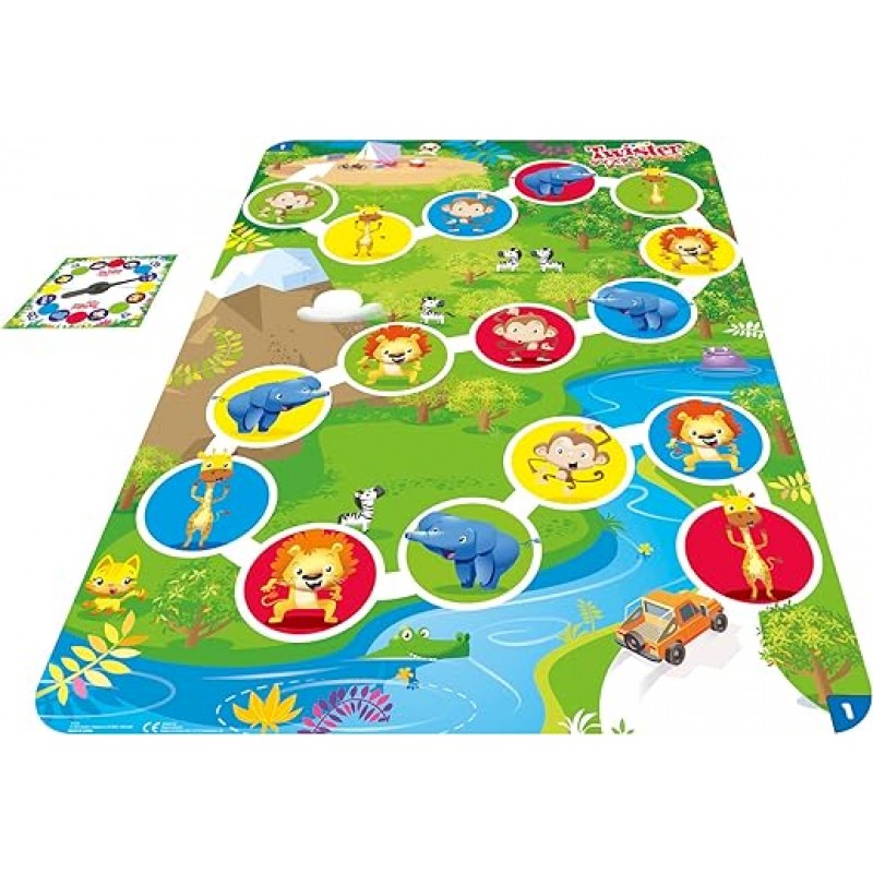 Twister Junior, Twister Junior 양면 매트 동물 트위스터, 양방향 게임, 3세 이상용 파티 게임, 2~4인용 실내 게임, 정품