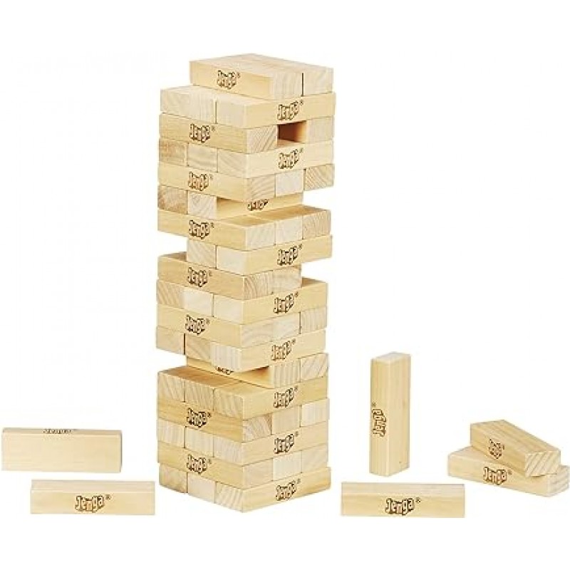 Hasbro Gaming 53557 Jenga 실린더 파티 게임, 장난감, 어린이, 스태킹, 타워, 저울, 편리한 휴대용 케이스 포함