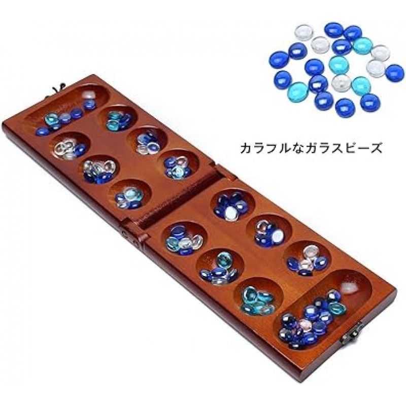 Mancala Game Mancala 접는 부모-자식 게임 여행 게임 전략 게임 - 어린이 및 성인용(목재)