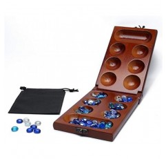 Mancala Game Mancala 접는 부모-자식 게임 여행 게임 전략 게임 - 어린이 및 성인용(목재)