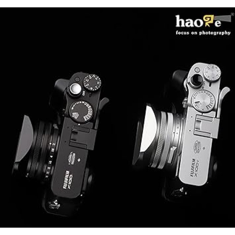 Haoge LH-X200B 스퀘어 메탈 렌즈 후드 49mm 어댑터 링 메탈 캡 후지 필름 X100V X100F X100T X100S X70 후지 필름 포토 카메라 액세서리 블랙