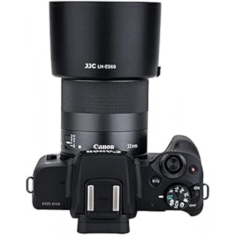 JJC ES-60 키스 M2 키스 M EOS M200 M100 M6 마크 II / M6 M5 M3 M10 EOS M 카메라용 캐논 EF-M 32mm F1.4 STM 렌즈용 가역 렌즈 후드