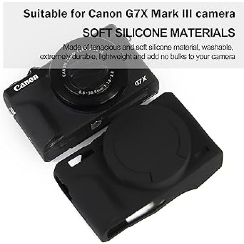 이지 푸드 케이스 Canon Powershot G7 X Mark III 디지털 카메라용 소프트 실리콘 보호 커버 제거 가능한 렌즈 커버 포함 Canon G7XII / G7X Mark II용 DSLR 카메라용