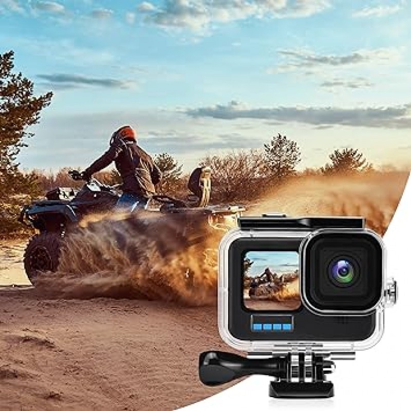 Kuptone 방수 케이스 GoPro Hero 11 / GoPro Hero 10 / GoPro Hero 9 블랙 60m / 196ft 수중 보호 다이브 하우징 쉘 브래킷 마운트 액세서리가있는 Go Pro Hero11/10/9 액션 카메라 용