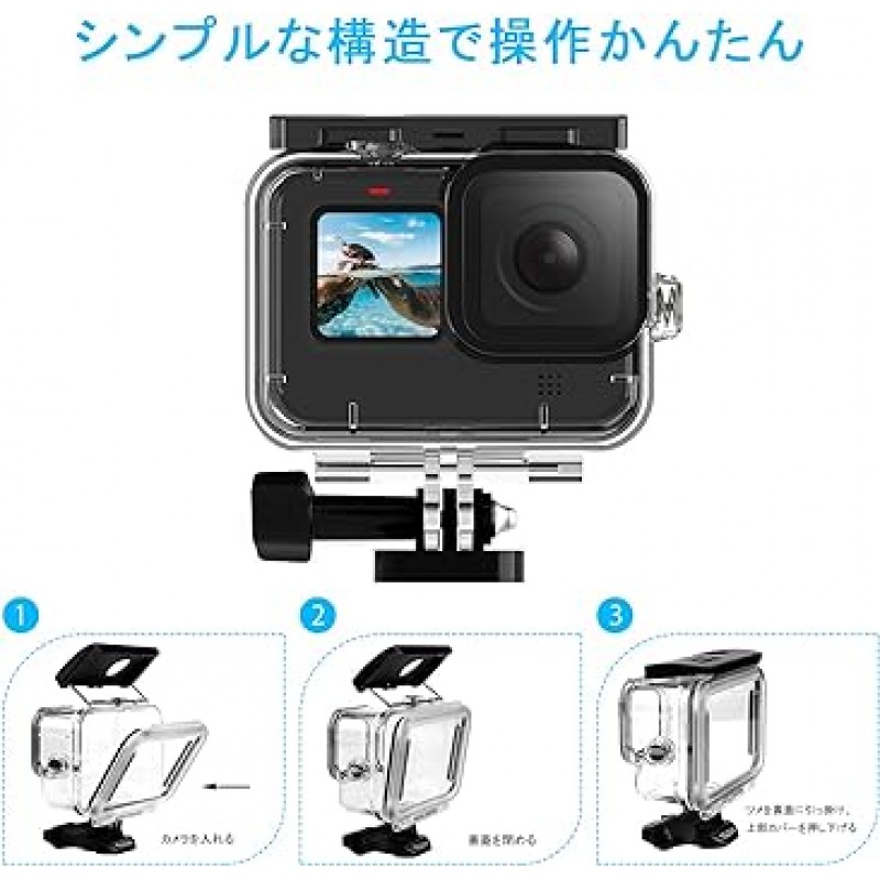 AuyKoo Gopro Hero 11/Hero 10/Hero 9 방수 케이스, 방수 하우징 보호 케이스, 투명 방진 보호, 경량, Gopro 11/10/9 액세서리용- 수중 촬영, Gopro Hero 11/10/9 Black과 호환 가능