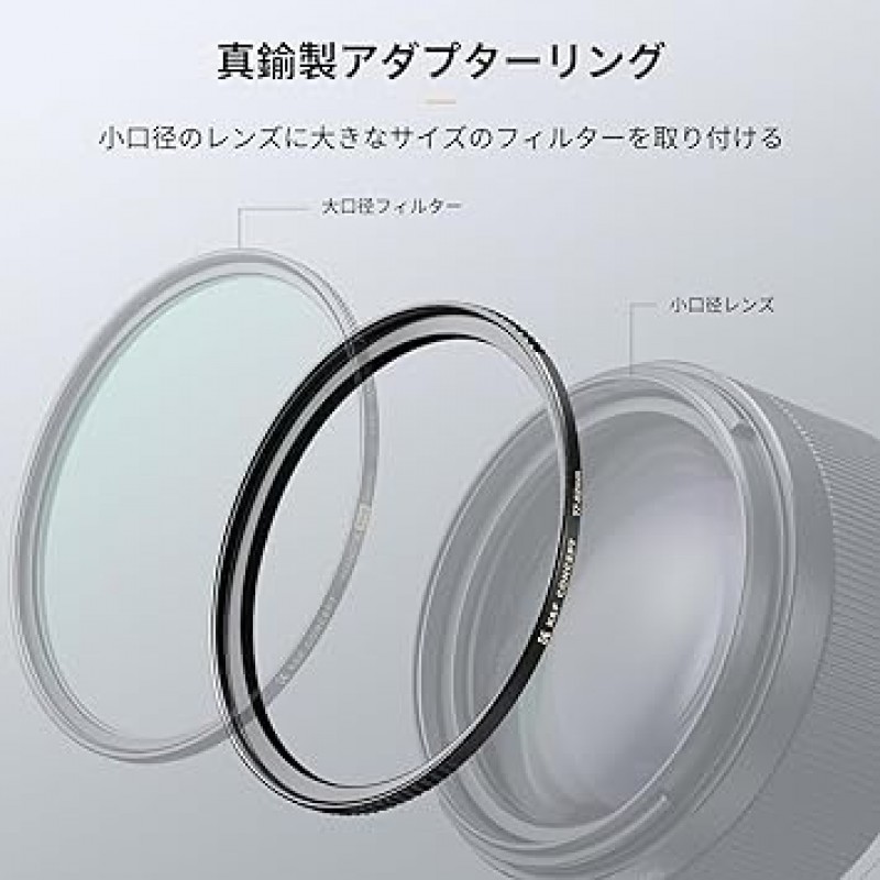 K&F Concept 스텝 업 링 49mm ~ 58mm 황동 어댑터 링 필터 직경 변환 어댑터