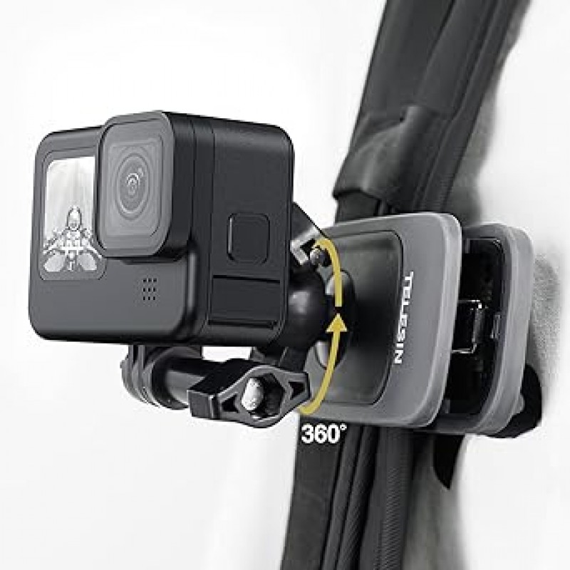 TELESIN 360 회전 배낭 클립 배낭 마운트 배낭 스트랩 홀더 GoPro 용 가슴 마운트 Max Hero11 용 액세서리 10 9 8 7 6 5 Insta360 One RS One X2 X3 Go2 DJI Osmo Action 3 Pocket 2