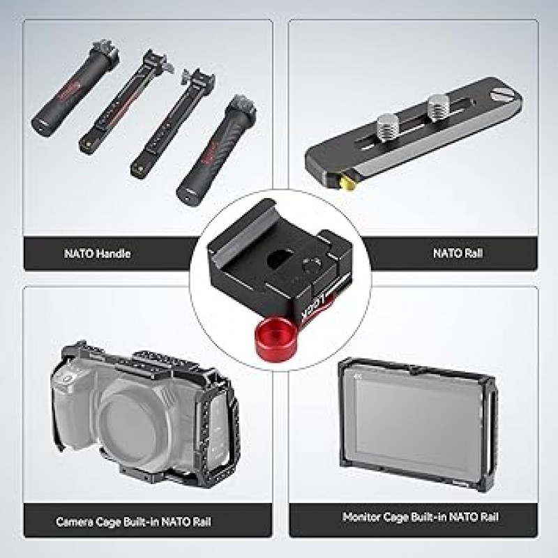 SmallRig 범용 NATO 클램프 (35mm 나사가있는 1/4 나사) 360도 회전 DSLR 장비가있는 Nato 액세서리와 호환 DSLR Rigs DSLR Rig-1885