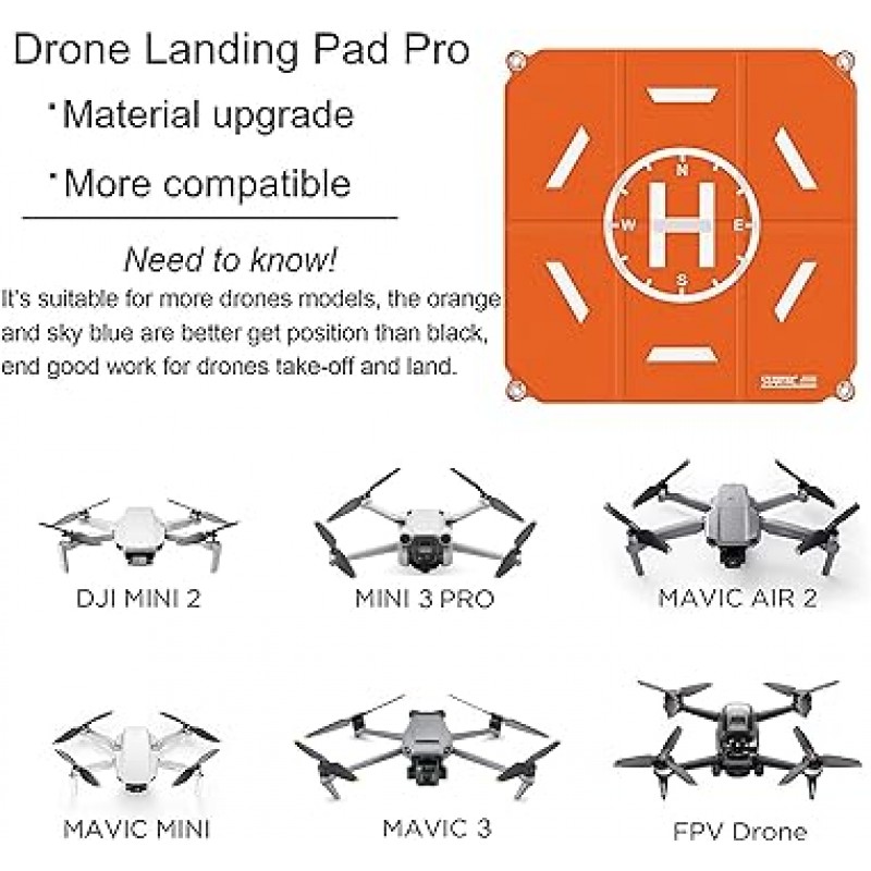 STARTRC 19.7인치(50cm) 랜딩패드, 하드케이스, 주차, 접이식, 퀵폴딩, 드론주차부, 전후방 랜딩매트, 방수, 드론헬기장, 지름 50cm, PU헬기장, 수납가방 포함, DJI Mavic 3 Pro/Mini 2 SE/Mini 3 Pro/Air 2S/Mavic Mini/Mavic 2 Pro/Zoom/Phantom 4용