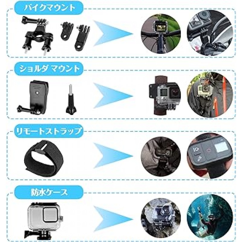 EMART GoPro 액세서리 세트, 61피스, 휴대용 케이스, 액션 카메라, 액세서리 세트, Gopro 마운트, 어댑터, GoPro HERO10/9/8/MAX,DJI OSMO, Action, Action 2 등과 호환 가능