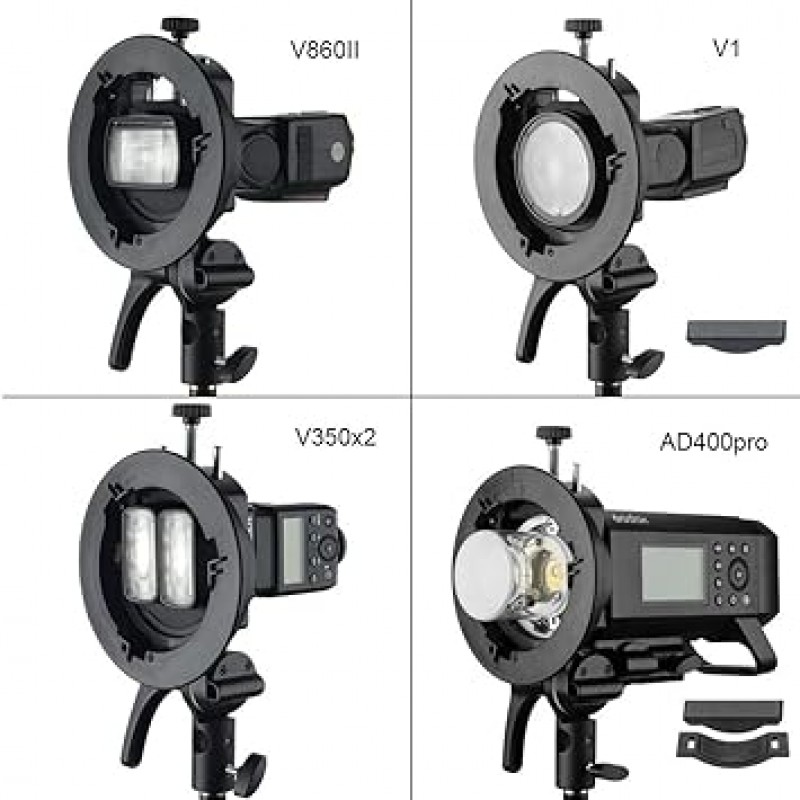 Godox S2 브래킷 S 타입 스피드 라이트 보엔스 마운트 홀더 Godox V1 AD400Pro AD200Pro AD200 V860II TT685 TT600 TT350 플래시 스누트 소프트 박스 뷰티 접시 반사경 우산용