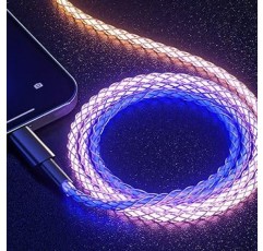 Sikai Light Flow 충전 케이블, USB-A/Type C/iPhone, RGB, 다채로운 케이블, 3.3피트(1m), 조명, 발광, USB-A 및 Type-C 케이블, 충전 + 480Mbps, 고속 데이터 전송, 숨쉬는 빛, 자동차 충전 케이블, iPhone, Xperia, Galaxy, LG, iPad Pro, MacBook, 기타 Android, Type-C 이상, 3.3피트(1m)(USB-A에서 iPhone으로)