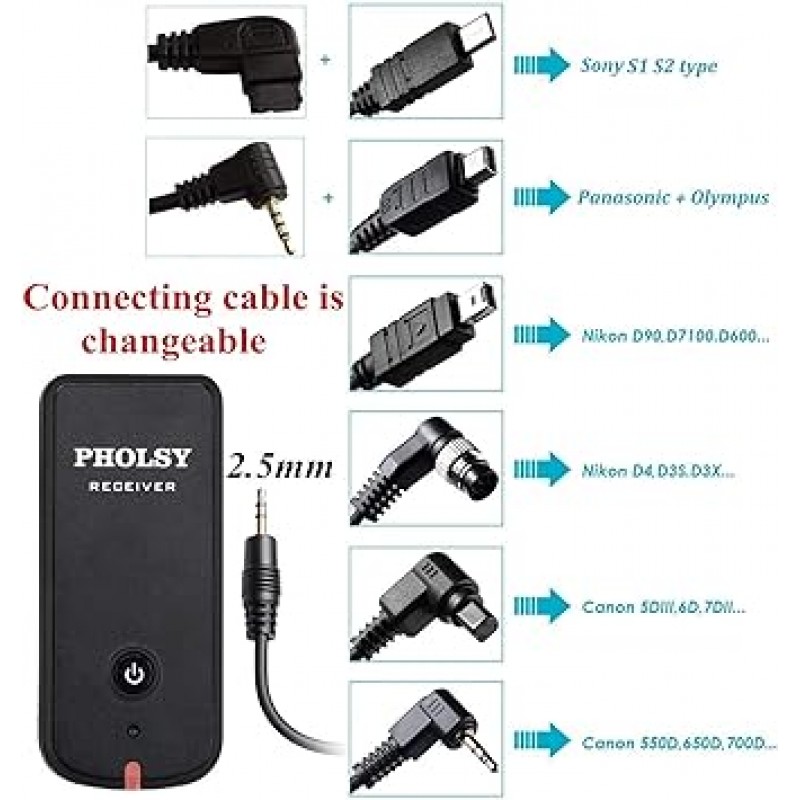 Canon EOS R3, R6, R5 C, 90D, 850D, 5D, 6D II, 7D II, 40D, 50D용 PHOLSY 무선 릴리스 타이머 원격 제어 HDR 간격 밸브 타이머; OM-1, E-M1X, E-M1 II, E-M1 III; 후지필름 GFX50SII, XT3, XT4, XT30II