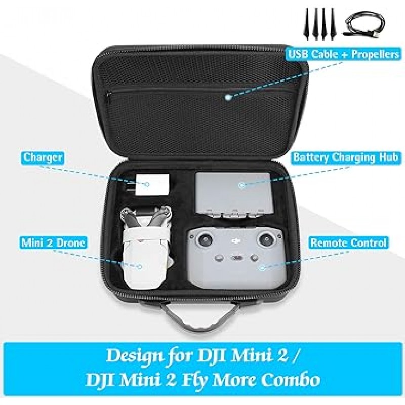 ProCase DJI Mini 2 / DJI Mini 2 플라이 모어 드론 보호 케이스, 콤보 및 액세서리 보관 충격 방지 EVA 케이스 여행용 가방 - 블랙