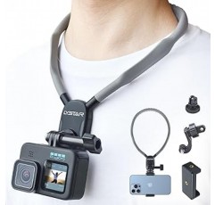 LYSTAR 목걸이 마운트는 GoPro 액세서리 또는 목의 전화 홀더로 사용할 수 있으며 hero11 10 9 8 7 6 5 및 다양한 스마트폰과도 호환되며 다른 스포츠 카메라와도 호환되어 손을 자유롭게 하고 더 많은 촬영 즐거움을 얻을 수 있습니다.