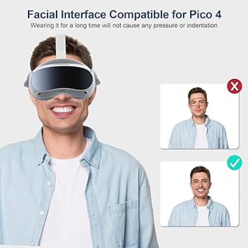 Vakdon PICO 4 전용 페이셜 인터페이스 PU 폼 패드 페이스 커버, 렌즈 커버, 렌즈 클리닝 크로스, VR PICO 4 액세서리 세트